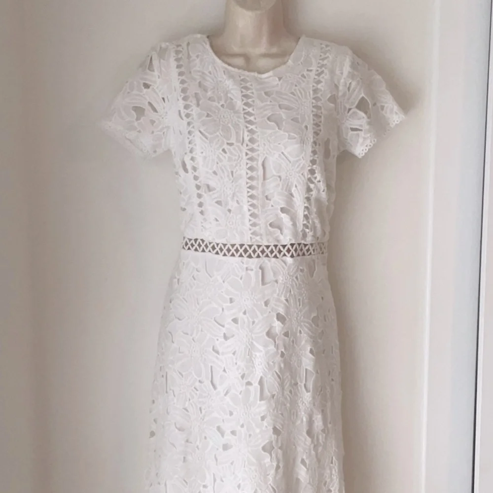 NY Collection Elegant White Lace Evening Gown size S - Picture 2 of 12